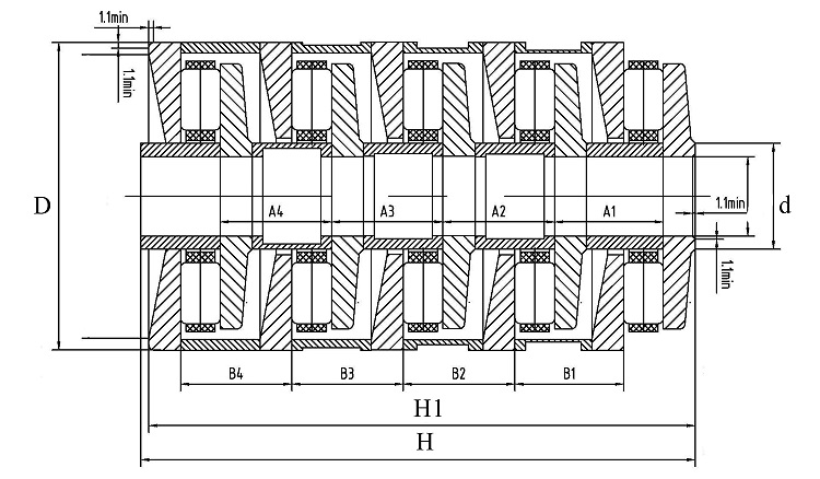 Tandem Thrust Bearings  Dimensional Diagram