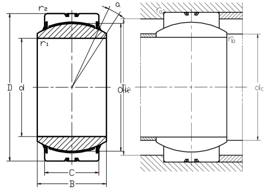 Radial Spherical Plain Bearings GEP Dimensional Diagram