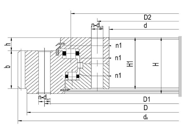 Three-Row Roller Slewing Bearings External gear type Dimensional Diagram