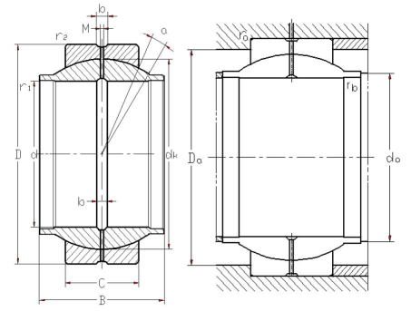 GEEW Bearing Dimensional Diagram