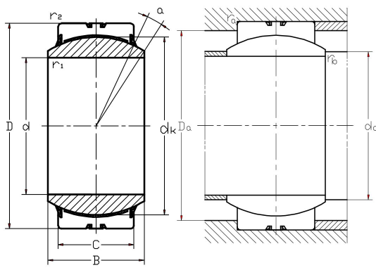 GEEW Bearing Dimensional Diagram
