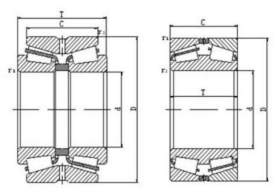 TDO vs TDI Double Row Tapered Roller Bearing Comparison Drawing
